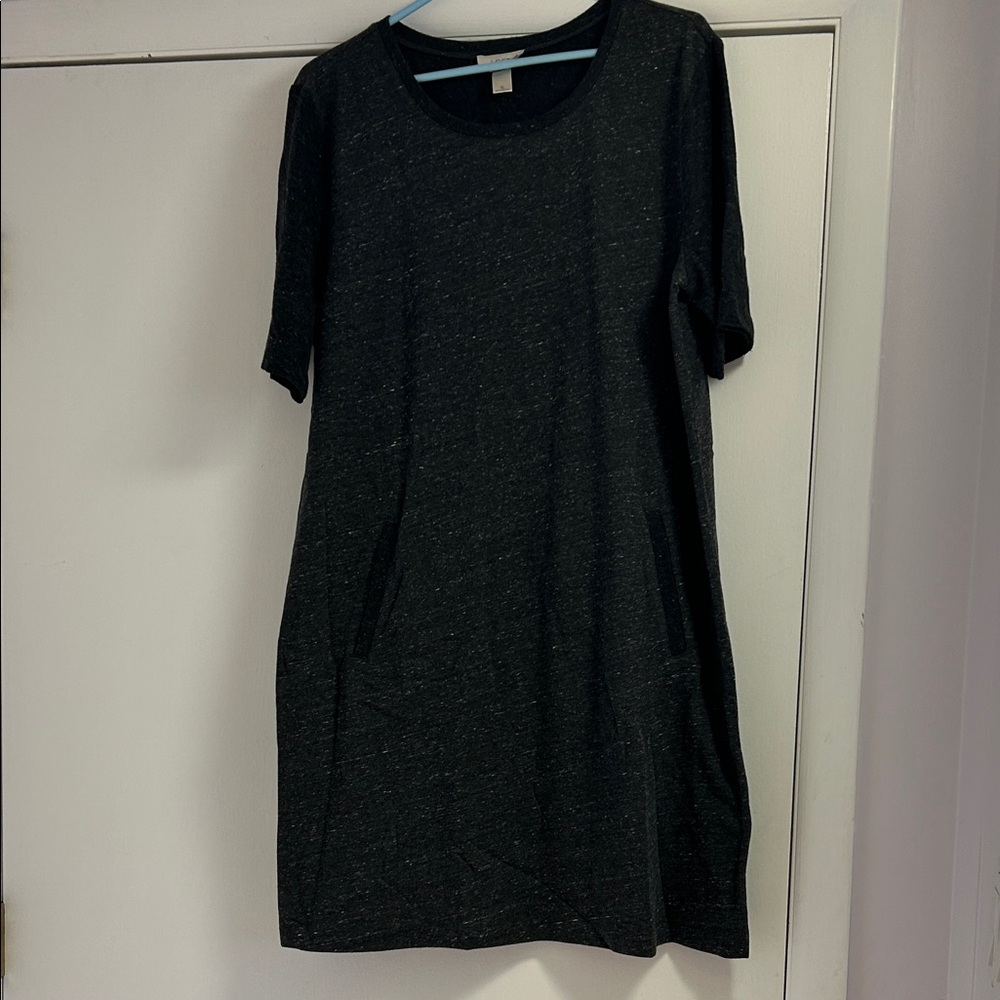 LOFT Black Speckled Midi Dress